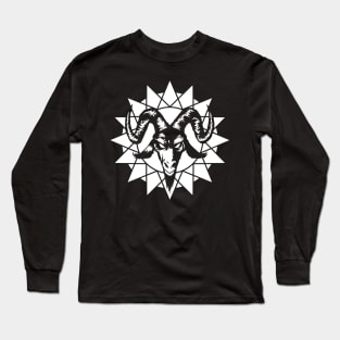 Satanic Goat Head with Chaos Star 1.2 (white) Long Sleeve T-Shirt